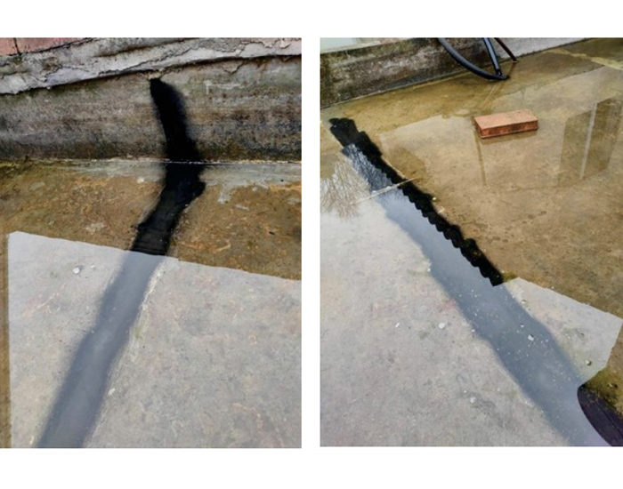 常見(jiàn)蓄水的樓頂，用三元乙丙橡膠防水涂料，完美修復(fù)